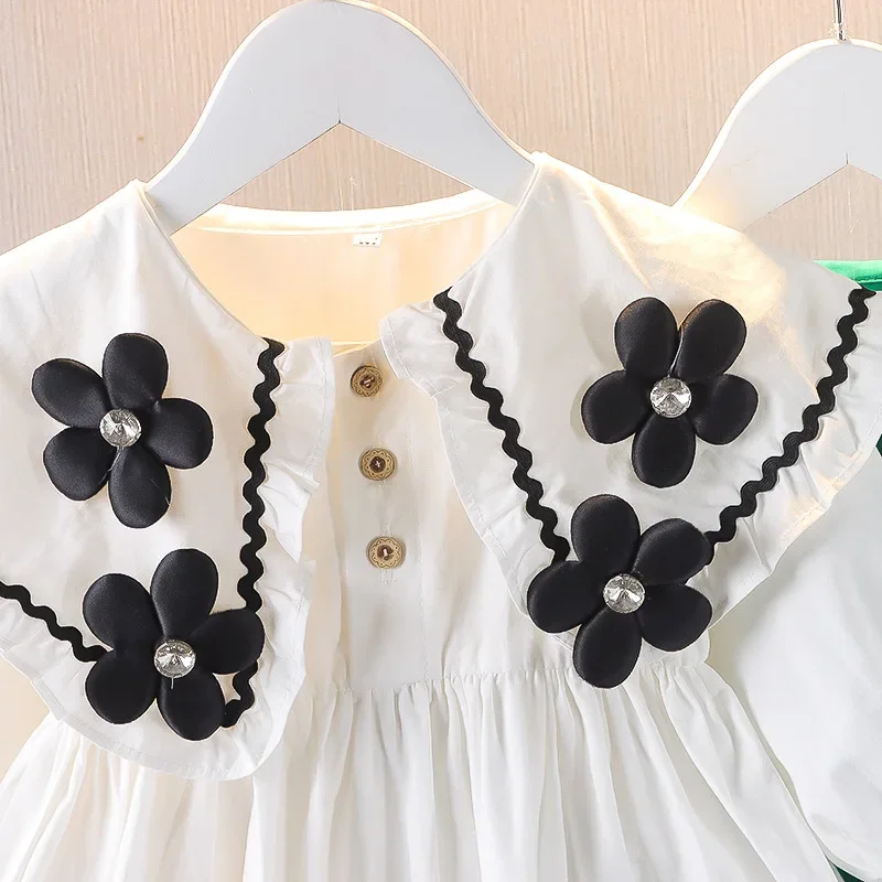 2026 Autumn Spring New Style Newborn Girls Long Sleeve Dress Cute Solid Color Flower Baby Princess Dress Infant Kids Clothing