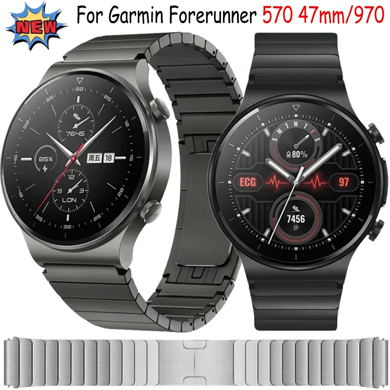 Pulseira de metal de 22mm para garmin forerunner 570 47mm/970 pulseira de aço inoxidável para amazfit equilíbrio/bip huawei watch GT4-5 pro 46mm