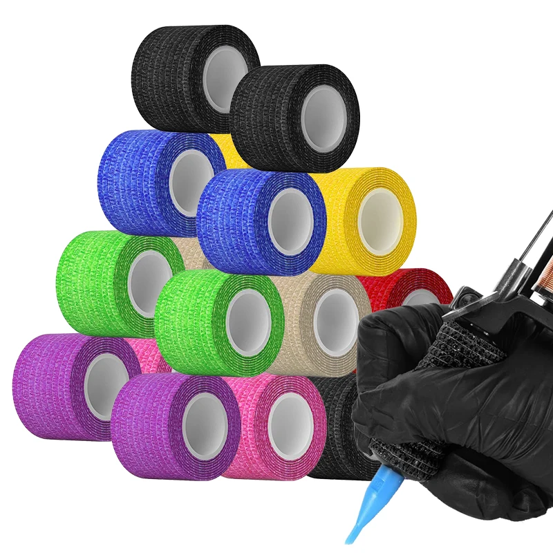 

BIGWASP 3,8 см смешанная ручка для татуировки, бандажные ленты, одноразовые самоклеящиеся защитные ленты для пальцев и запястий, аксессуары для рукояток