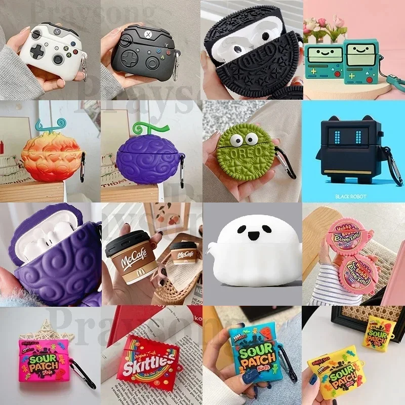 Fashion Pro 2 Case for AirPods Pro 3 Cute 3D Snacks Sugar Creative Earphone Case Cartoon Silicone Cover for AirPods 3 2 Pro Case