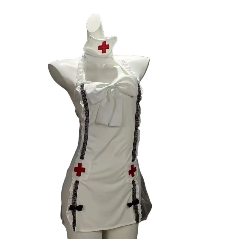 

Женское сексуальное женское белье, горячий флирт, выдолбленная униформа медсестры, соблазнительная кровать, тренировочный несъемный пижамный комплект