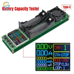 DC 5V 18650 Lithium Battery Capacity Tester Module MAh MWh 2-Channel Digital Battery Power Detector Module Type-C Interface