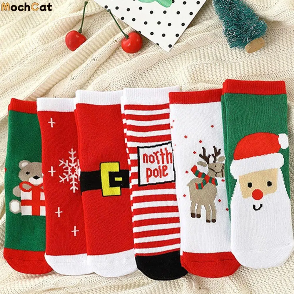 

Cute Cotton Children Christmas Socks Santa Claus Snowman Cartoon Hosiery Cloth Accessories Korean Style Mid-Tube Socks Girls