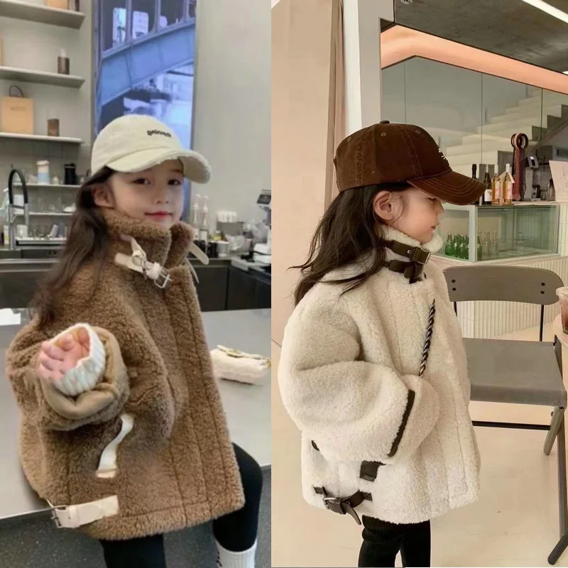 

Fashion Lamb Wool Coats Baby Girl Boy Winter Thick Jacket Kids Padded Warm Sheep Like Coat Baby Outwear Cotton 2-6 Years