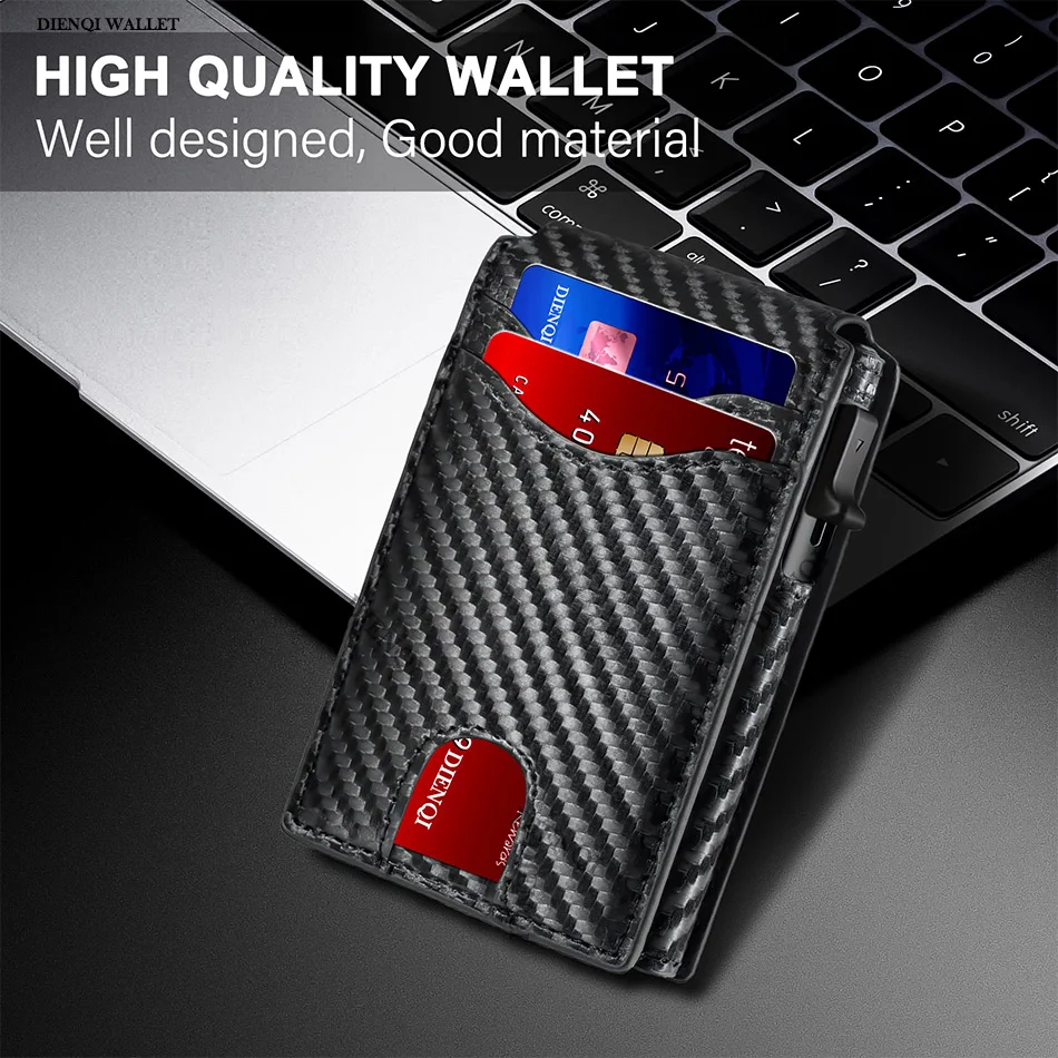 Rfid Credit Card Holder Slim Thin Mini Men pocket Wallets Luxury Brand Bank Cardholder Case Carbon Fiber Black Minimalist Wallet