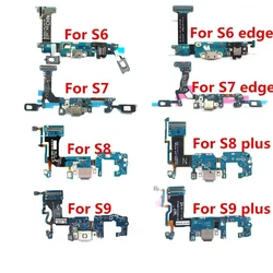 USB 충전기 포트 잭 도크 커넥터 플렉스 케이블, 삼성 S6 S7 S8 S9 엣지 플러스 충전 보드 모듈 G920F G925F 용 1 개