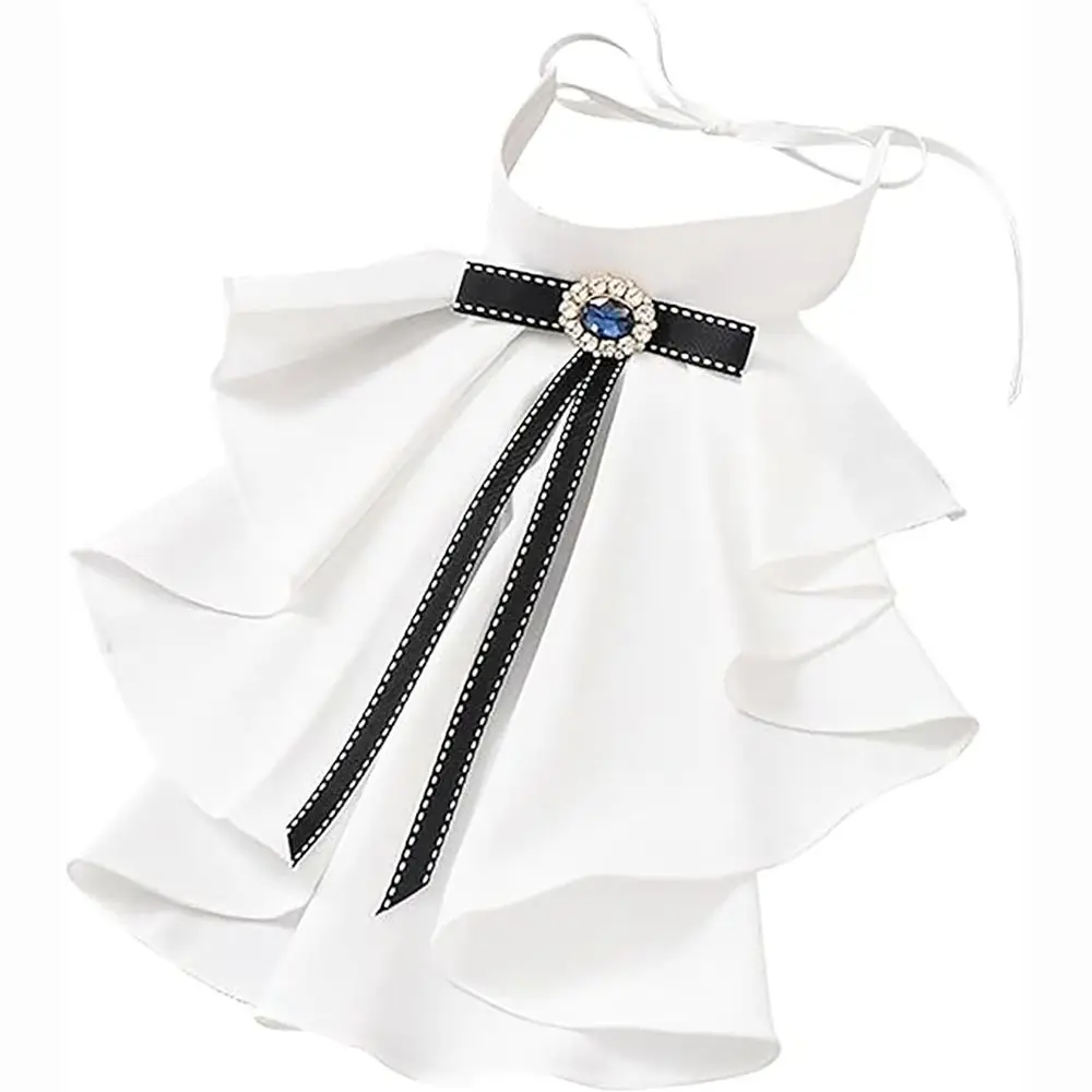 

Ruffled Design Lolita Jabot Neck Crystal Decorated Detachable Jabot False Collar Chiffon Gothic Collar Victorian Theme