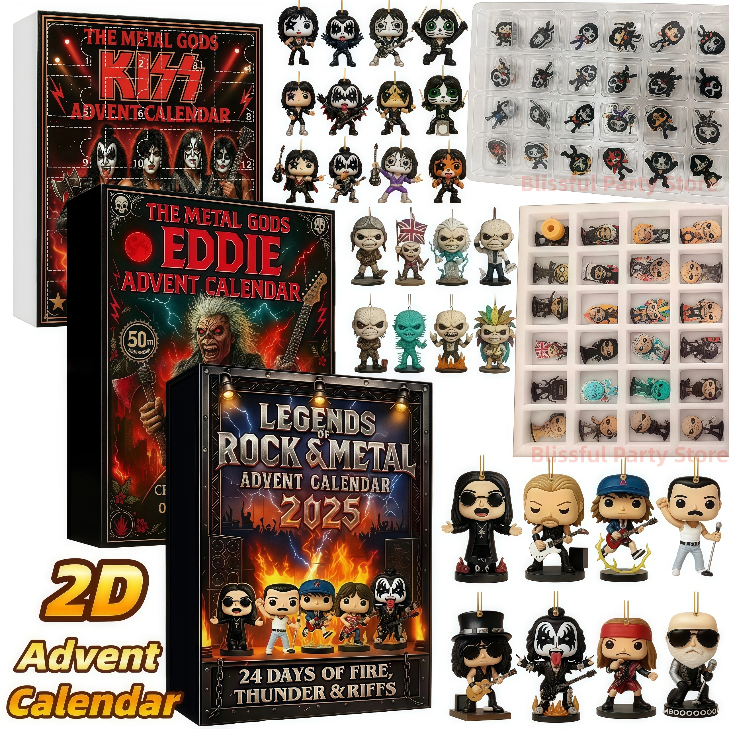 Rock and Metal Advent Calendar Christmas Gifts Gods of KISS Band Countdown Calendar Musical Collectibles Gifts for Rock Fans