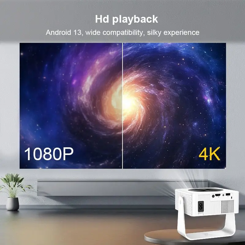ZECAA Full HD 1080P 240 ANSI 4K 2.4G + 5G Dual Band WiFi 6 Android 13 Portátil Bluetooth 5.0 Smart Home Projetor Gimbal Inteligente