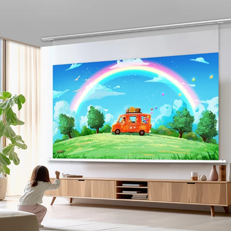 شاشة عرض بيضاء مجوفة من الألياف الزجاجية الكهربائية حديثًا في السقف لعام 2025، عرض ذكي بمحرك 4K مع تصميم عائم #6