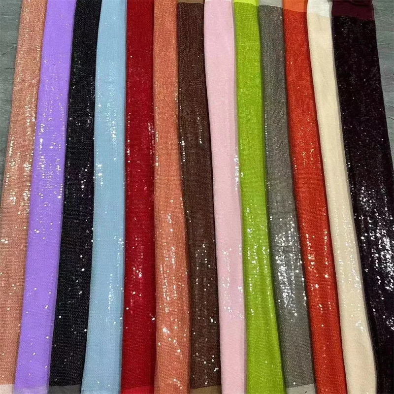 

Solid Color Sequin Embroidery Mesh Fabric for DIY Sewing Evening Dress Fashion Clothing Designer Fabrics Material Cloth