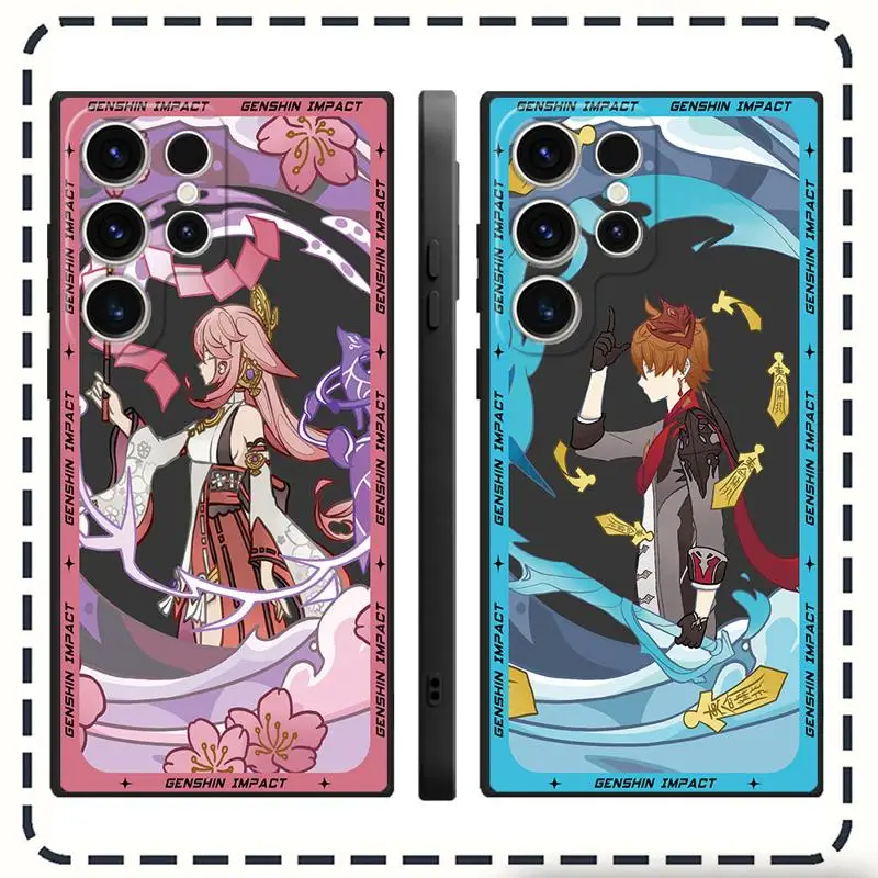 phone Cases for Samsung Galaxy S21 S23 Ultra FE case S20 S24 S10Plus S9 S21 funda Antiscratch cover Cartoon Cool Raiden Zhongli image 4