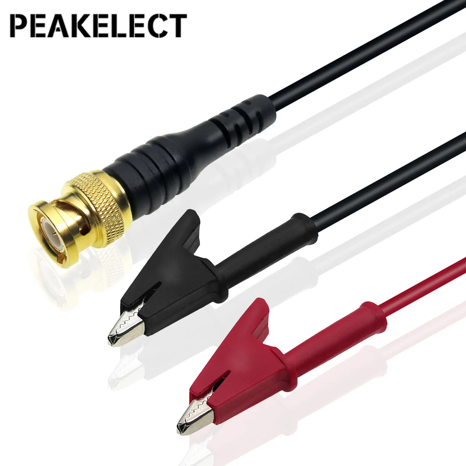 

Peakelect P1061 Gold-plated BNC Q9 To Copper Dual Crocodile Alligator Clips Oscilloscope Test Lead 120cm Probe Cable