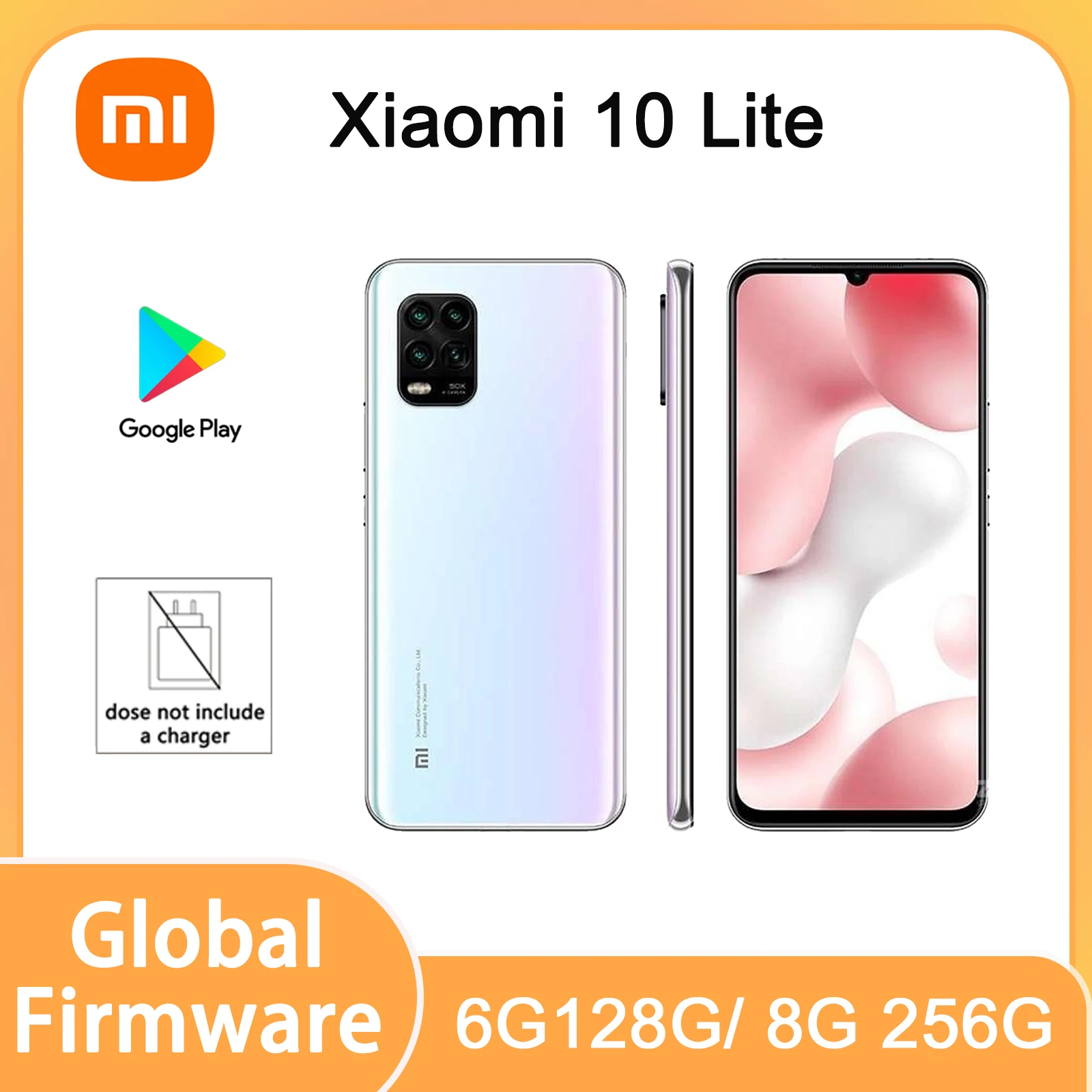 Xiaomi 10 Lite 5G smartphone CPU Snapdragon 765G Global ROM 4160mAh Battery capacity full screen used phone no charger