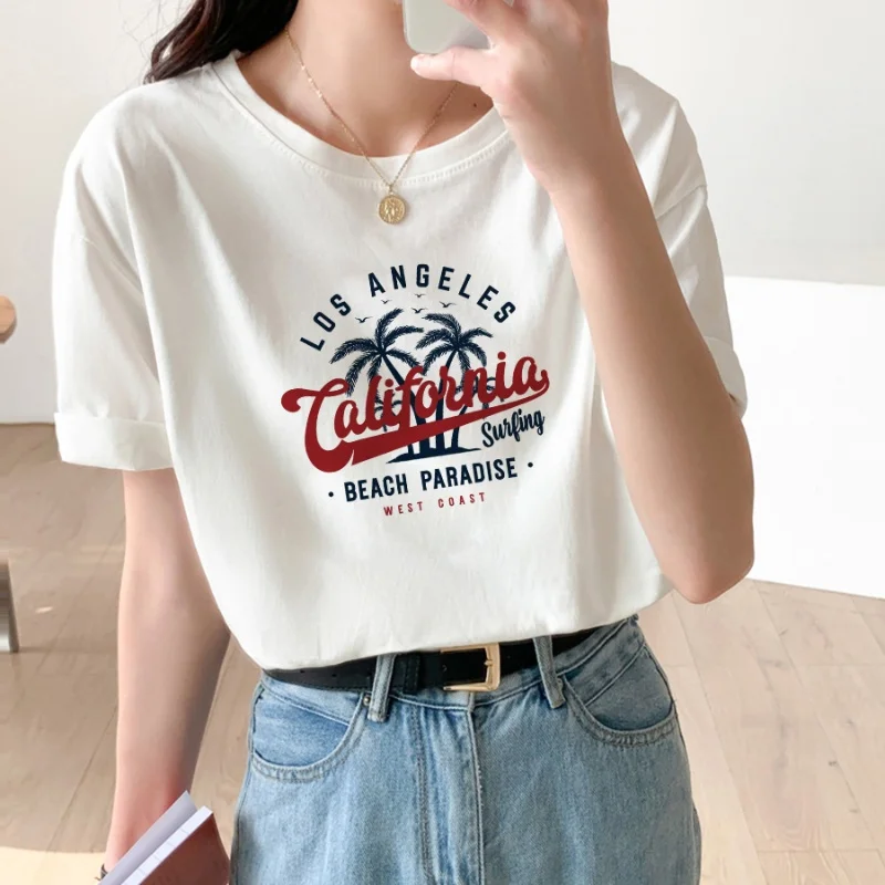 

Women's Summer Pure Cotton Short Sleeve T-shirt Fashion Loose Versatile Round Neck Print T-shirt Half Sleeve Bottoming Shirt