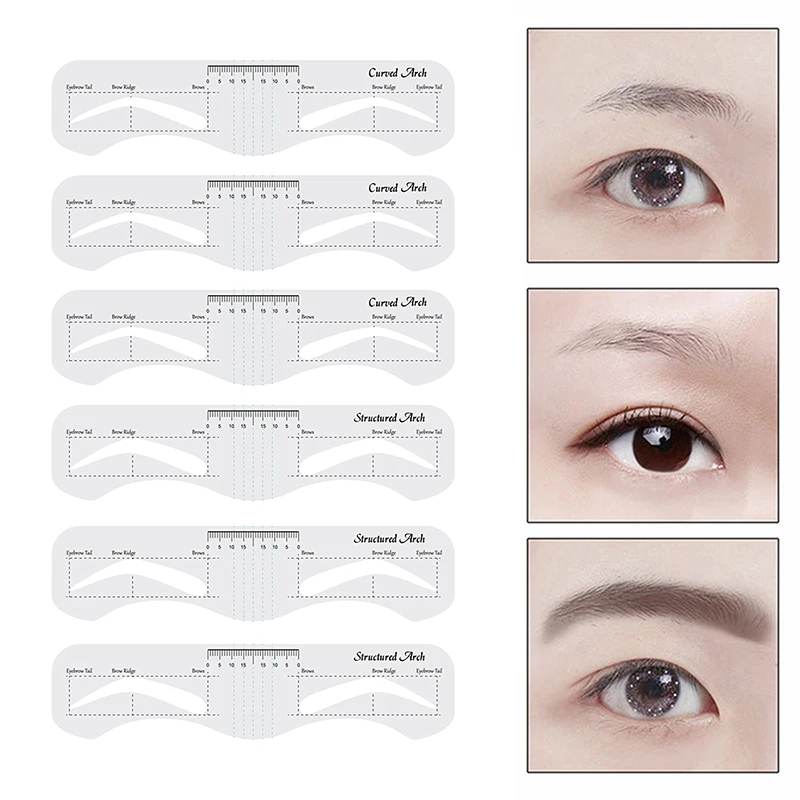 3/10Pcs Reusable Eyebrow Stencil Soft Ruler Brow Definer Eye Brow Drawing Guide Styling Shaping Grooming Template Card