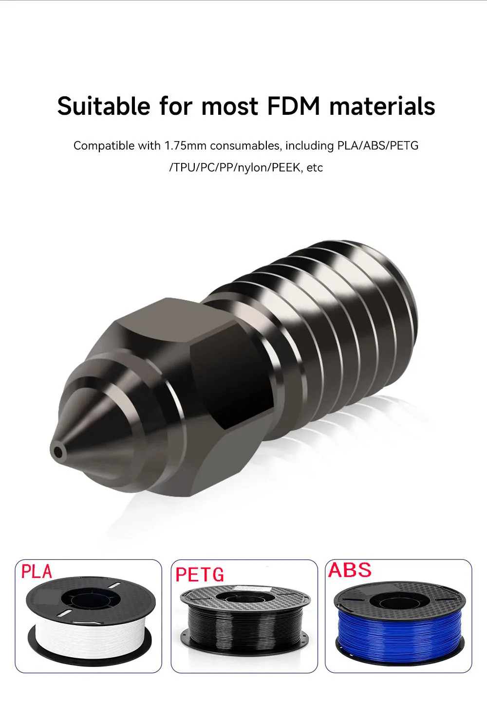 Hochgeschwindigkeitsdüse für ENDER 7 Spider Ender 3 V3 SE Ender 5 S1 0,2 0,4 0,6 0,8 1,0mm 3D-Drucker-Teile Düsen 3/5/10 Stück – Detail 6