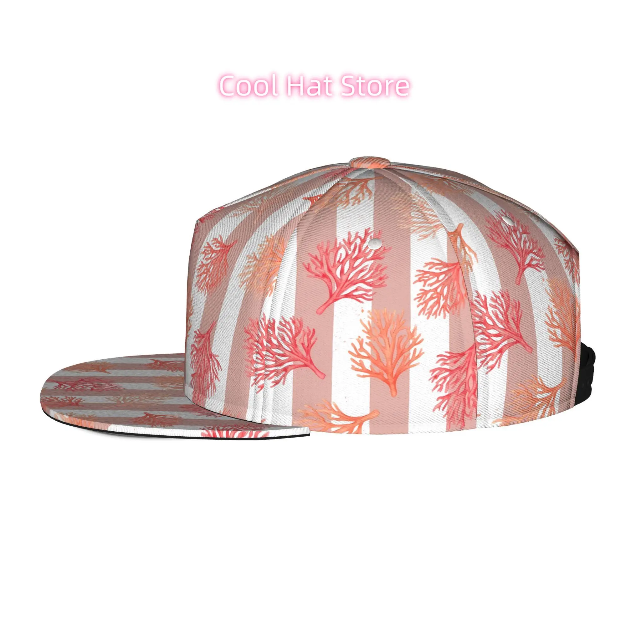 Baseball Caps for Both Men And Women Featuring a Coral Pattern, Adjustable Snap Brim, And a Flat-Top Style - Ideal for Casual Ou