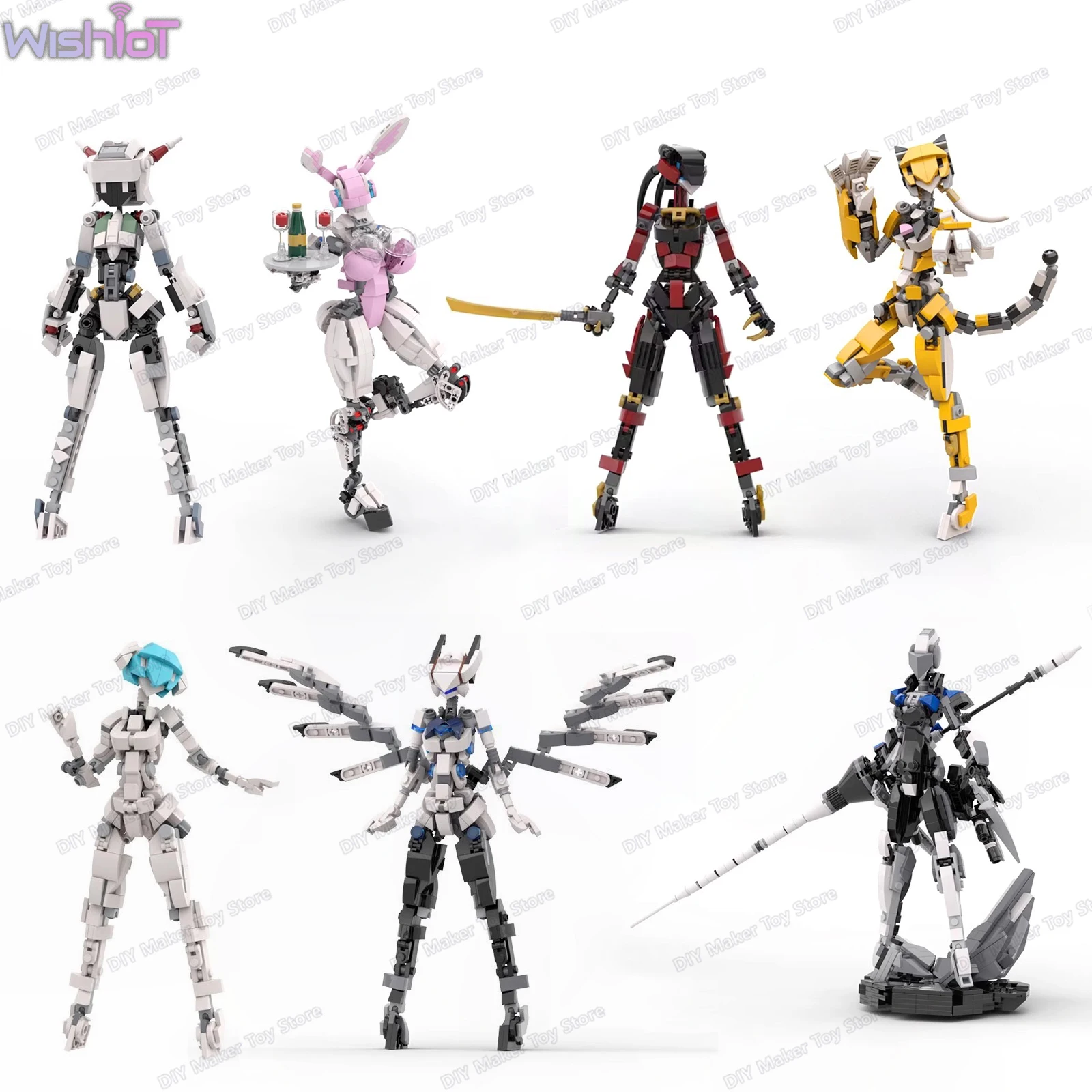 

MOC Robot Girl Mecha Warrior Building Blocks Female Armor Mech Model Angel Action Figures Assembly Bricks Toy Kid Creative Gifts
