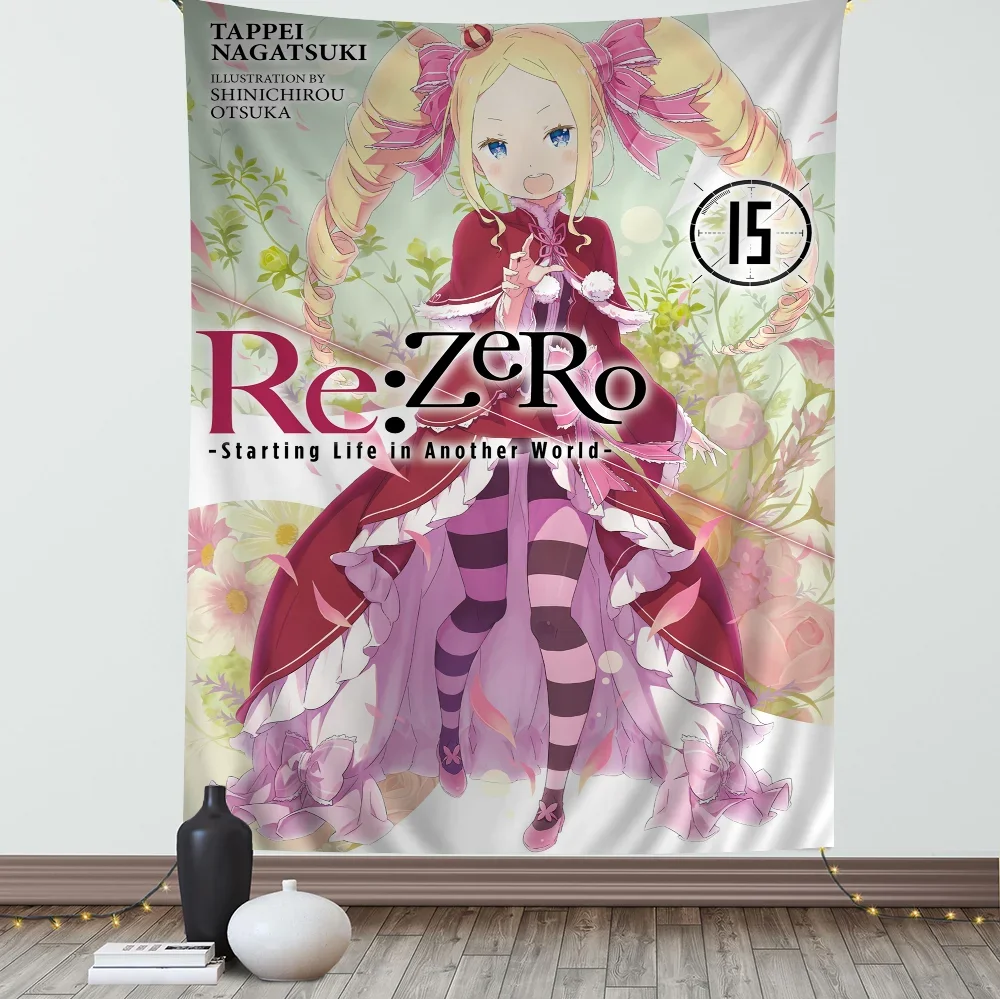 نسيج أنيمي من Re Zero لديكور النوم ، زهرة الهيبي ، سجاد حائط ، تعليق جداري هيبي رخيص #2