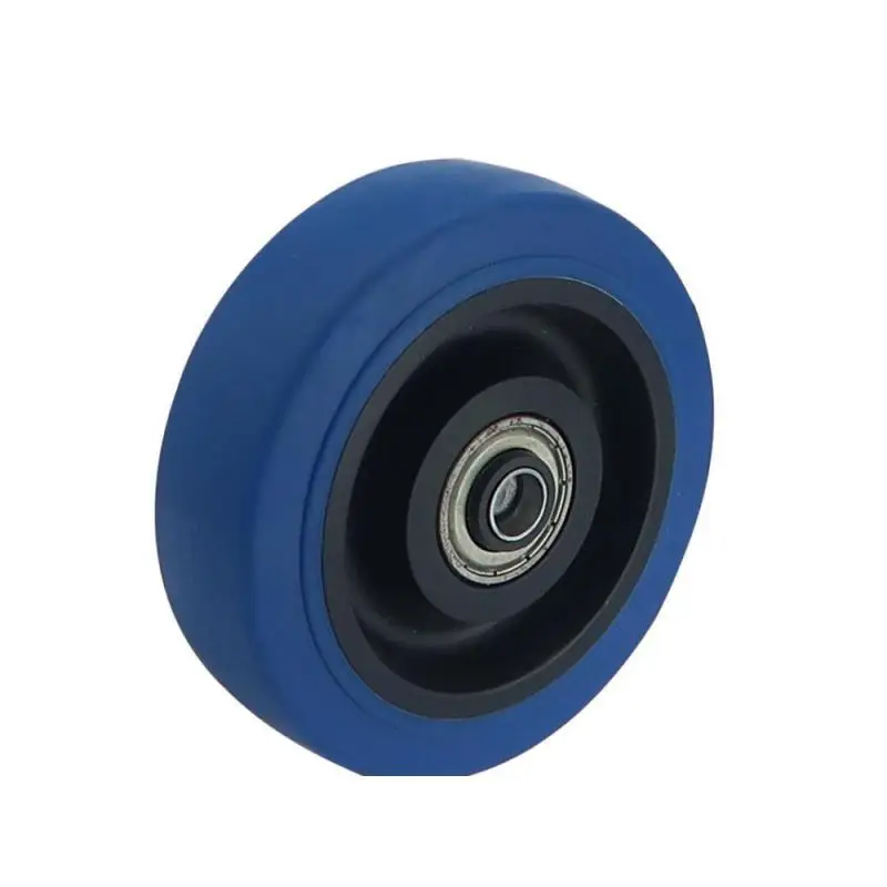 1 Pcs 5 Inch Caster Medium  Blue Elastic Wheel Single Mute Flat Trolley