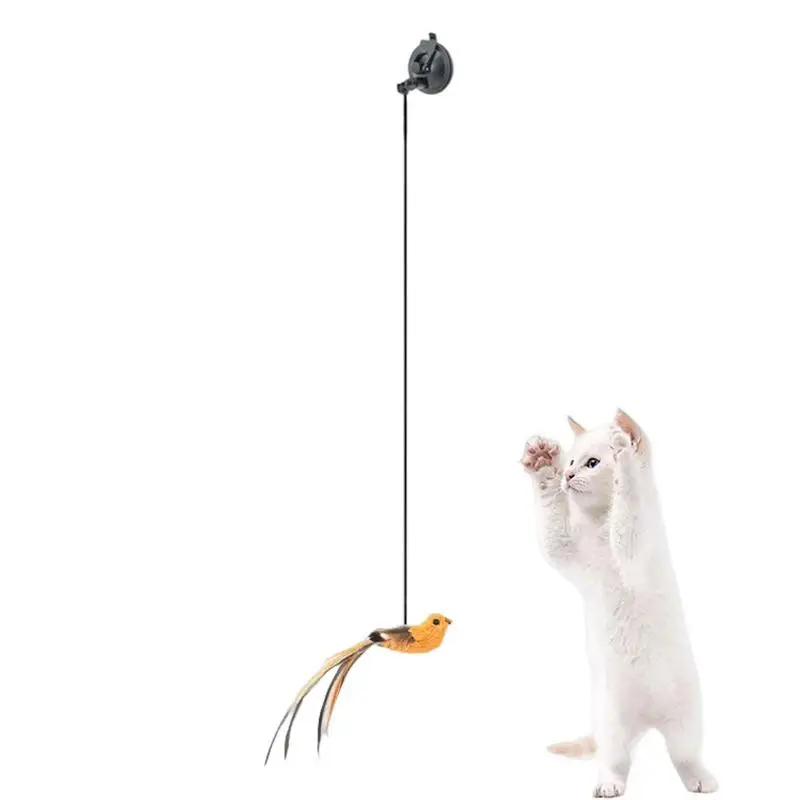 Simulation Bird Interactive Cat Toy Interactive Cat Wand Toy Suction Cup Pet Indoor Dancing Playing Chasing Exercise Toy Funny