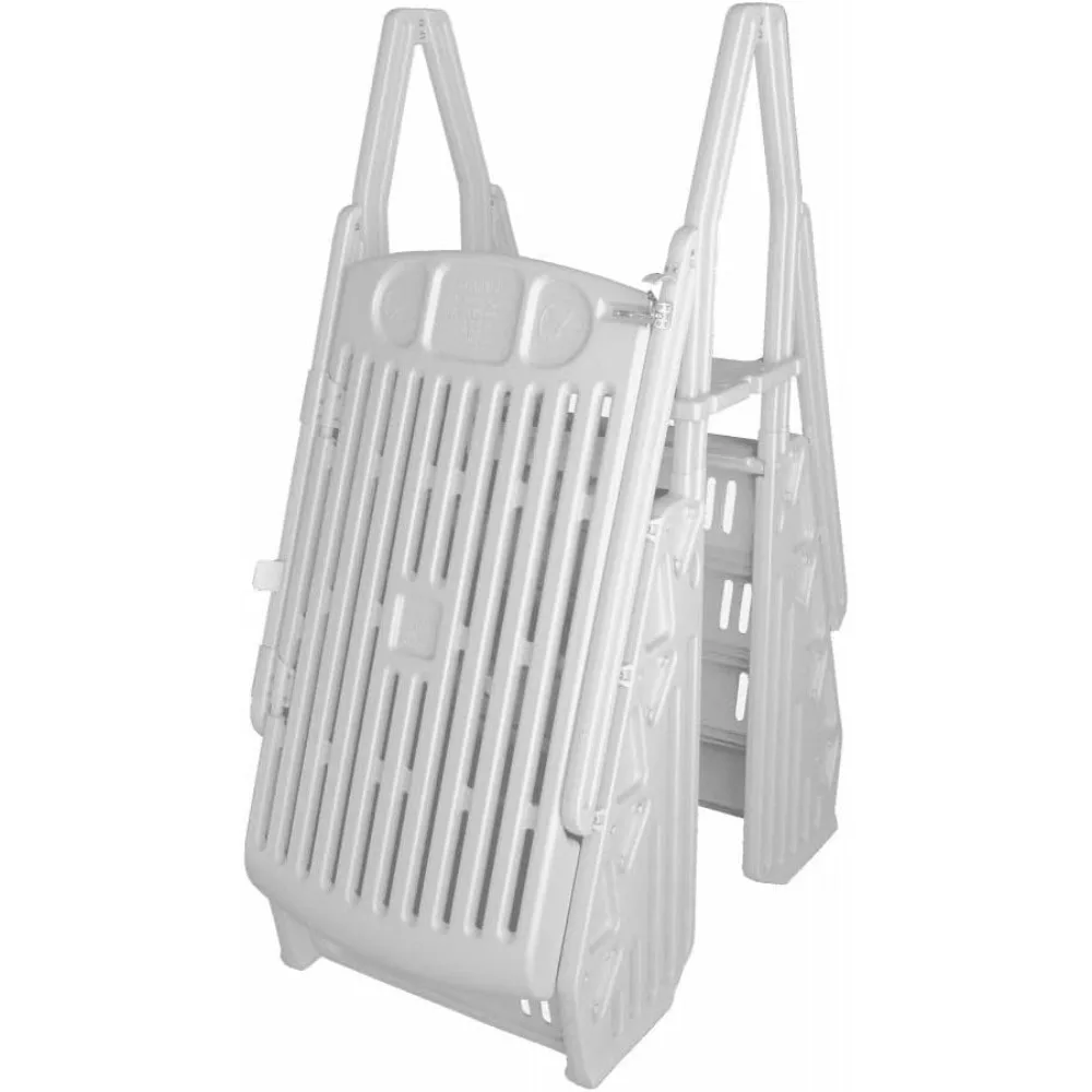 

GE Deluxe Adjustable A Frame Above Ground Pool Ladder w/Gate, White