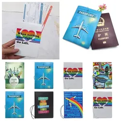 Multicolor Passport Cover World Landmarks World Traveling Ticket Clamp Protection PVC Certificate Protective Sheath Unisex