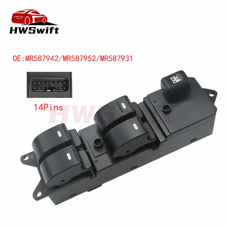 

For Mitsubishi Lancer Pajero L200 14Pins Electric Power Window Control Switch Lifter Button 14Pins MR587942 New Car Auto Parts