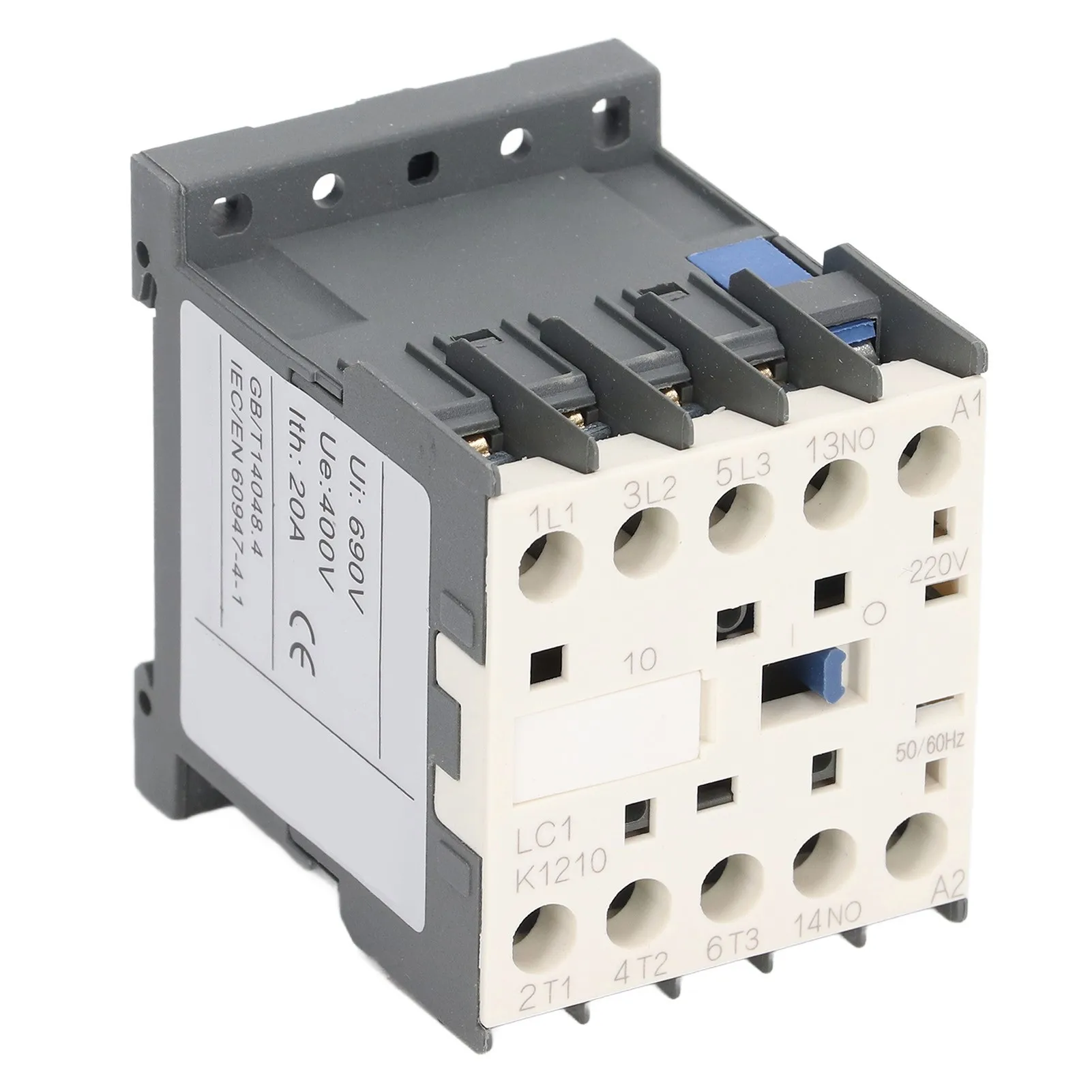 AC Contactor High Sensitivity Industrial Electric Thickened Silver Point Contacts 220V 20A