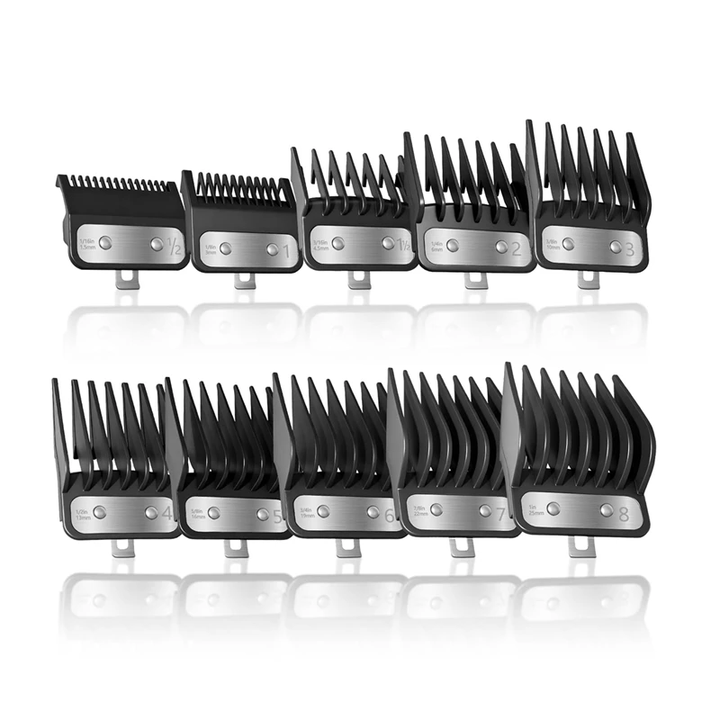 Replacement Clipper Guards Set, 10 Professional Cutting Guide Combs (1/16