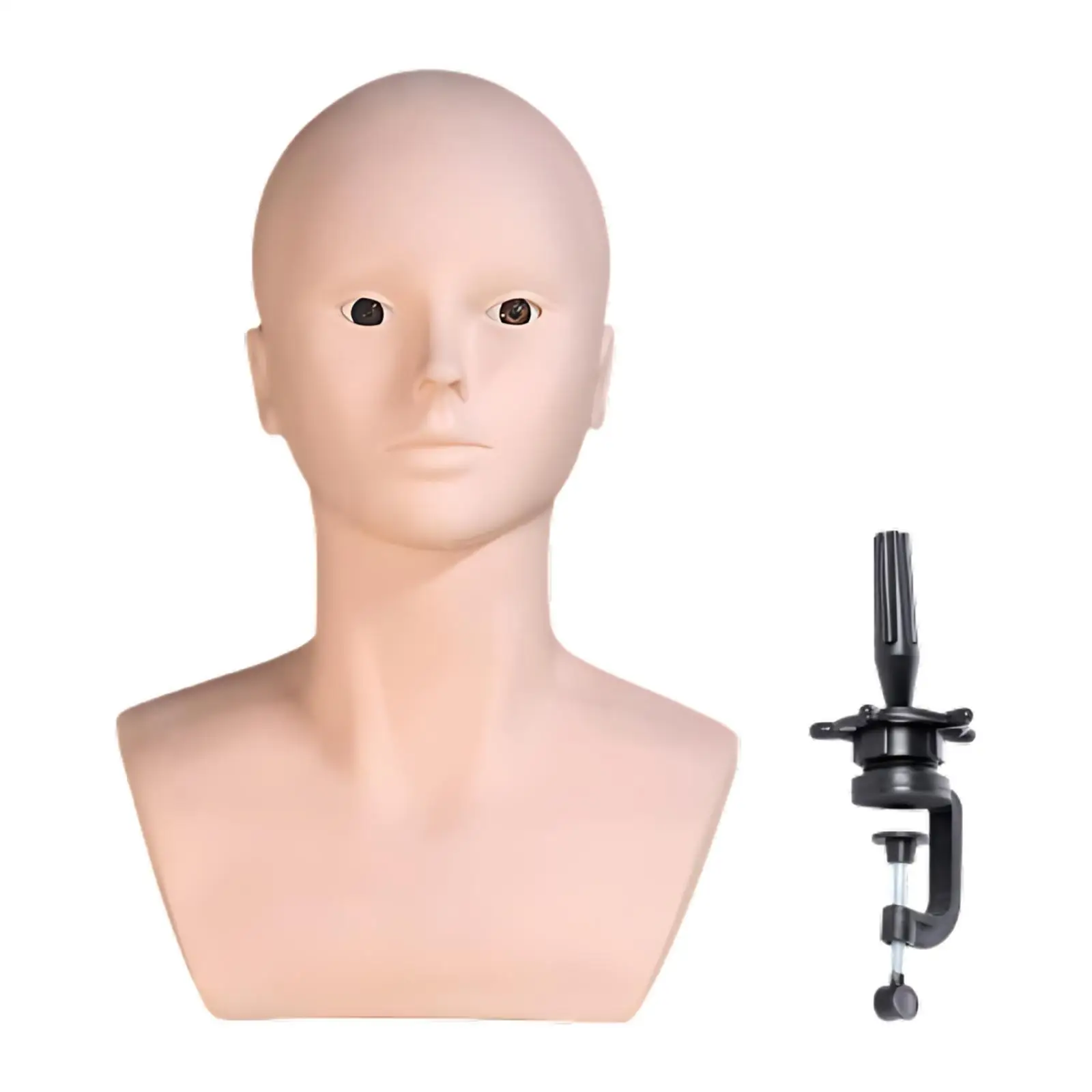 Mannequin Bald Head Multipurpose Cosmetology Training Head Professional Lightweight Display for Wig Making Styling Wig Holder