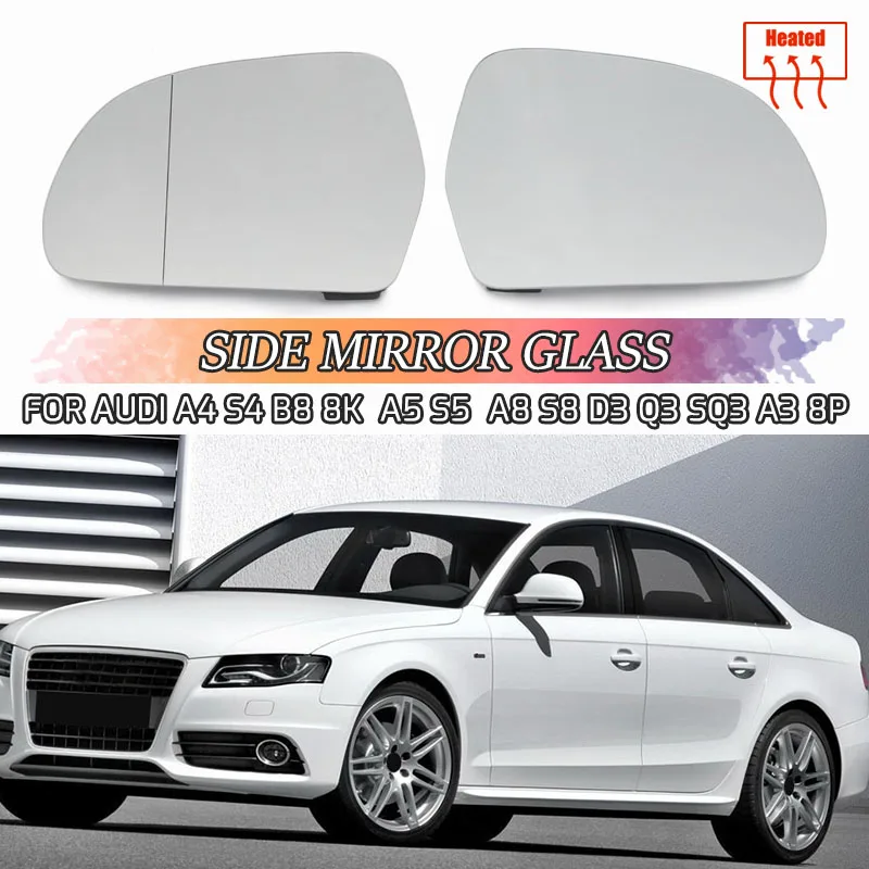 Car Rearview Wing Mirror Glass Heated Back Plate White Glass Exterior Parts for Audi A4 S4 B8 S5 A5 A6 Allroad /Quattro