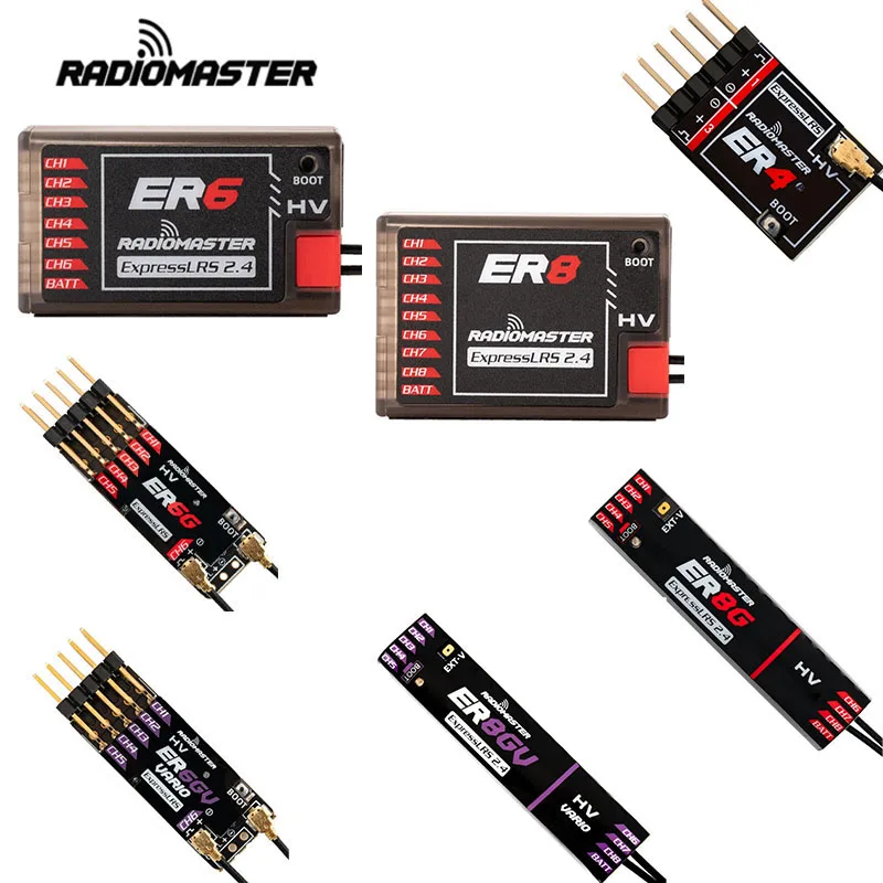 RadioMaster ER4 ER6 ER6G ER6GV ER8 ER8G ER8GV ExpressLRS 2.4G PWM RC Receiver 4/6/8CH for RC Model Aircraft Vehicle