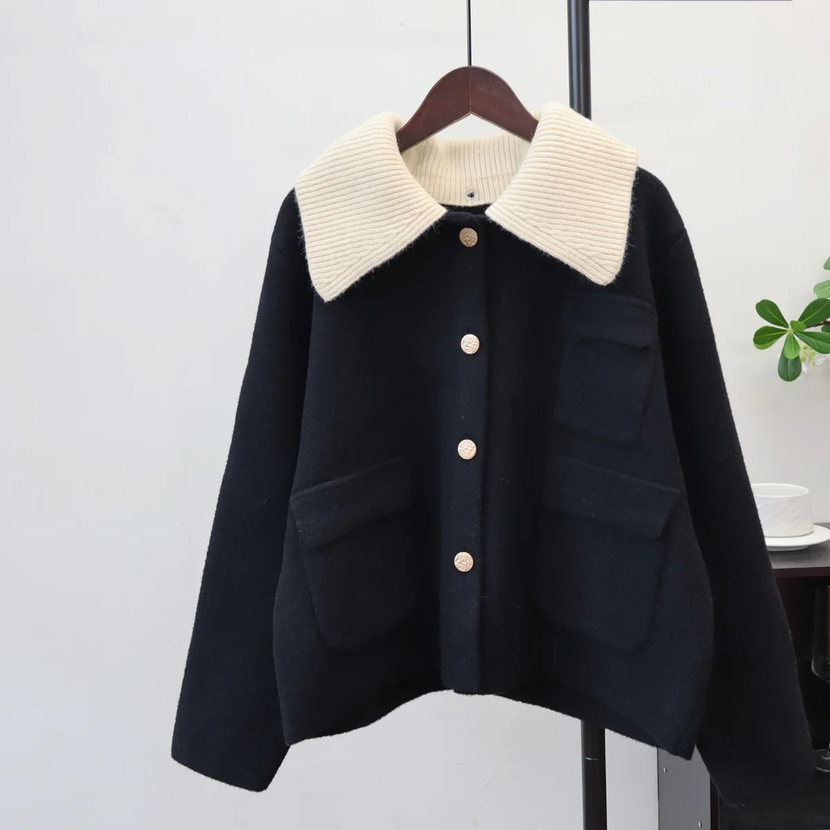 سترة النساء البلوزات معاطف جاكيتات كم كامل رفض طوق عادية فضفاض Y2k الشارع الشهير أنيقة مفتوحة Stith الخريف الشتاء #3