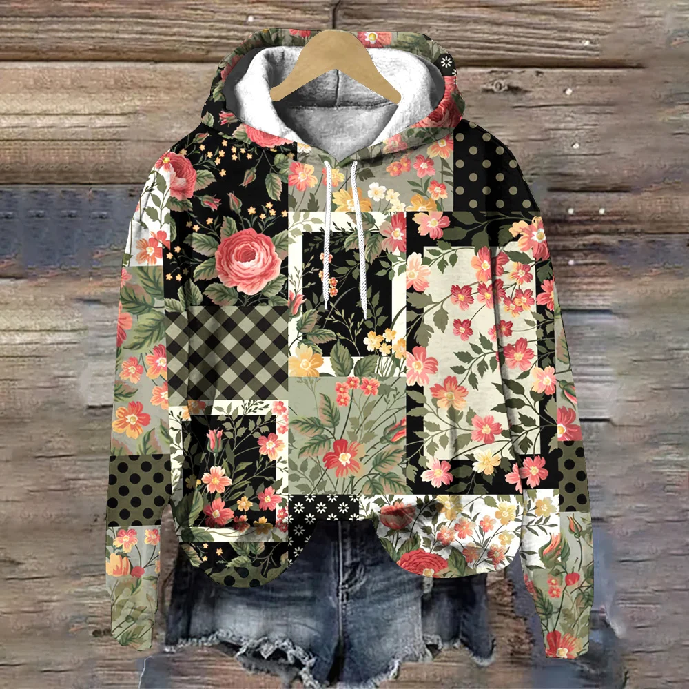 Women's Hoodie Designer Flower Print Autumn/Winter  Loose Women's Sweatshirts Pullover Hoodies Fashion Trend Women Clothing Tops