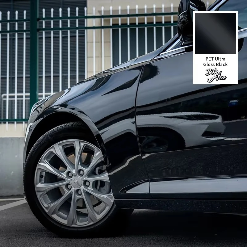 Glossy Piano Black  PVC Vehicle Air Free Super Crystal Color Change Self Adhesive Foil Wrap Vinyl Film Black Self-repairing Film