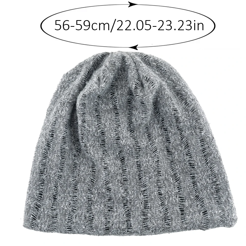 Women Hollow Knit Slouch Beanie Hat Autumn Winter Warm Head Wrap Soft Lightweight Outdoor Skull Cap For Ladies Daily Use