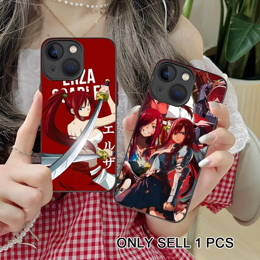 Funda para Teléfono Fairy Tail Erza para iPhone 18 17 16 15 14 13 12 11 X XR XS Air Pro Max Plus Mini con Tacto de Piel