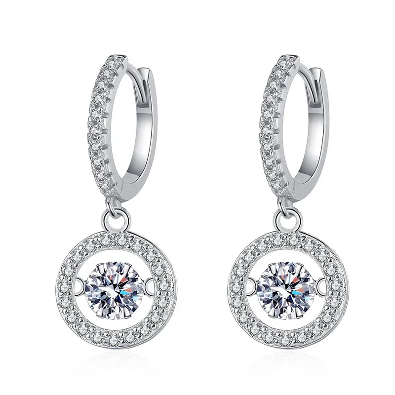 

18K platinum diamond smart plated PT950 platinum earrings moissanite 50 points D color simple temperament earrings