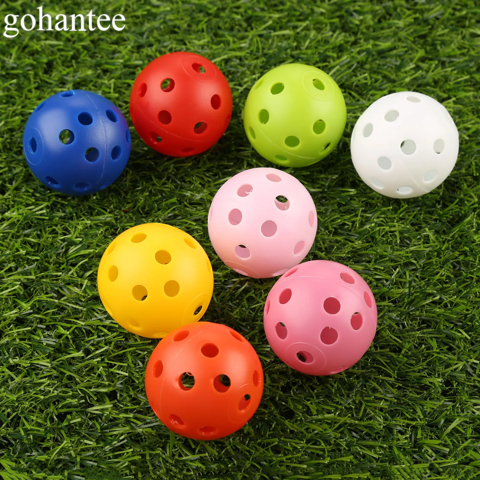 gohantee 10Pcs 41mm Golf Training Balls Plastic Airflow Hollow with Hole Golf Balls Outdoor Golf Practice Balls Golf Accessories