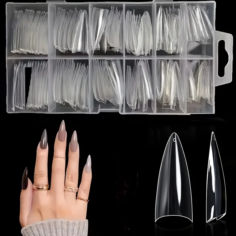 120/240 Pieces of Short Nail Tips, Short Soft Gel Pointed Ha