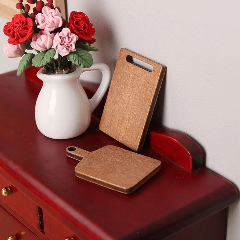 【BS】5Pcs/set 1:12 Dollhouse Miniature Chopping Board Simulation Cutting Bread Dessert Board Model Kitchen Decor Doll House view 4