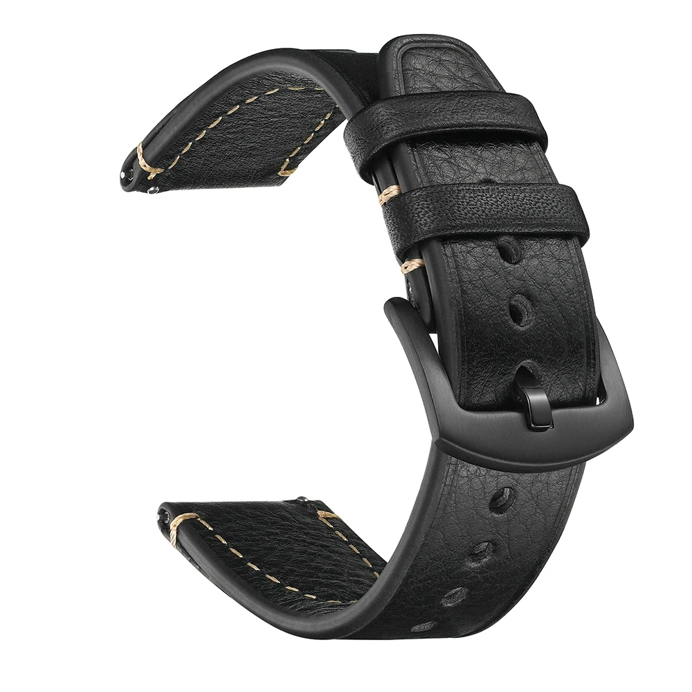 Genuine Leather Straps For Huawei Watch gt2 Wristband 20mm 22mm Bracelet Samsung Galaxy Watch 4 Men Strap