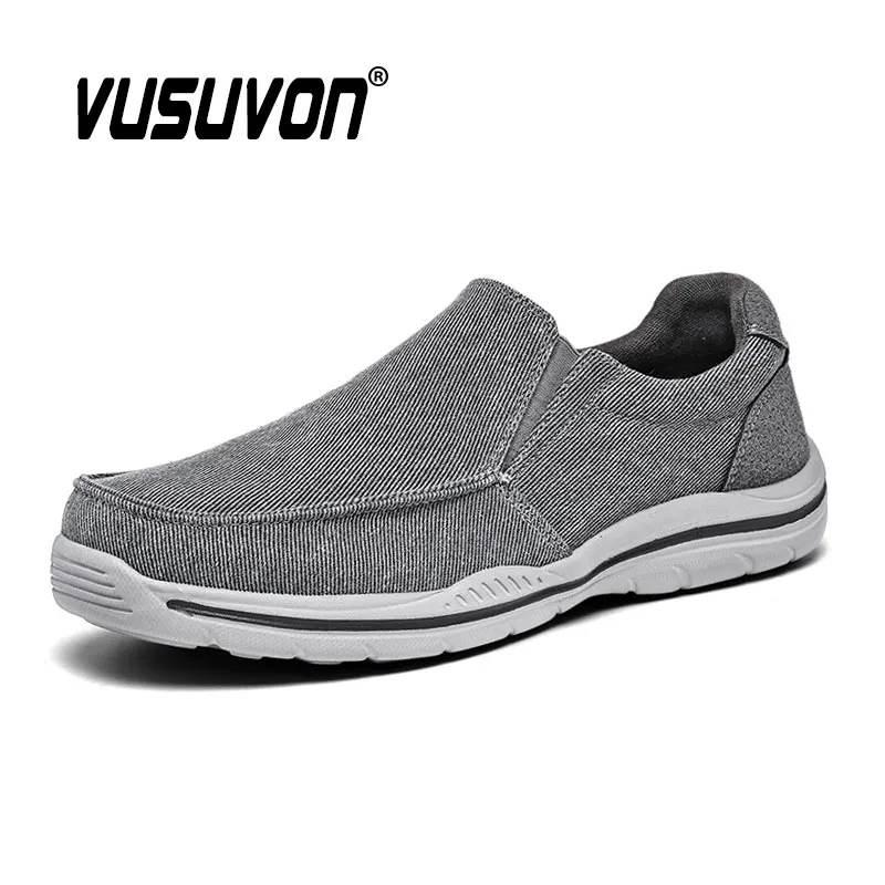 Men Canvas Casual Shoes Comfortable Outdoor Walking Footwear Breathable Students Flats Father Loafers 40-47