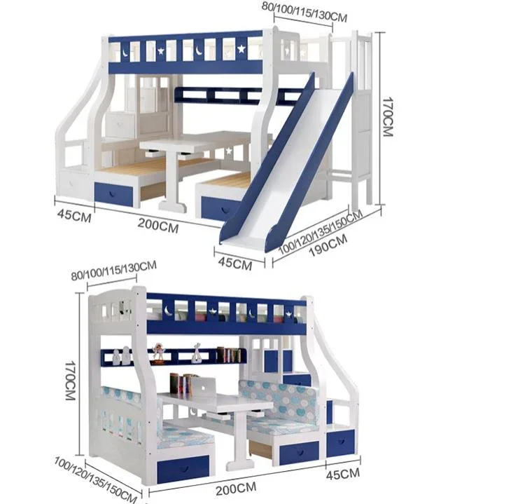 Kids Bunk Bed Solid Wooden Bedroom Furniture Folding Sofa Double Bed For Children