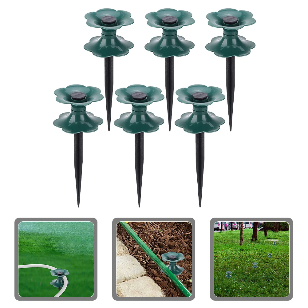 

6Pcs Water Pipe Wheel Durable PP Material Garden Hose Guide Stake Lawn Irrigation Green Hose Steering Device For