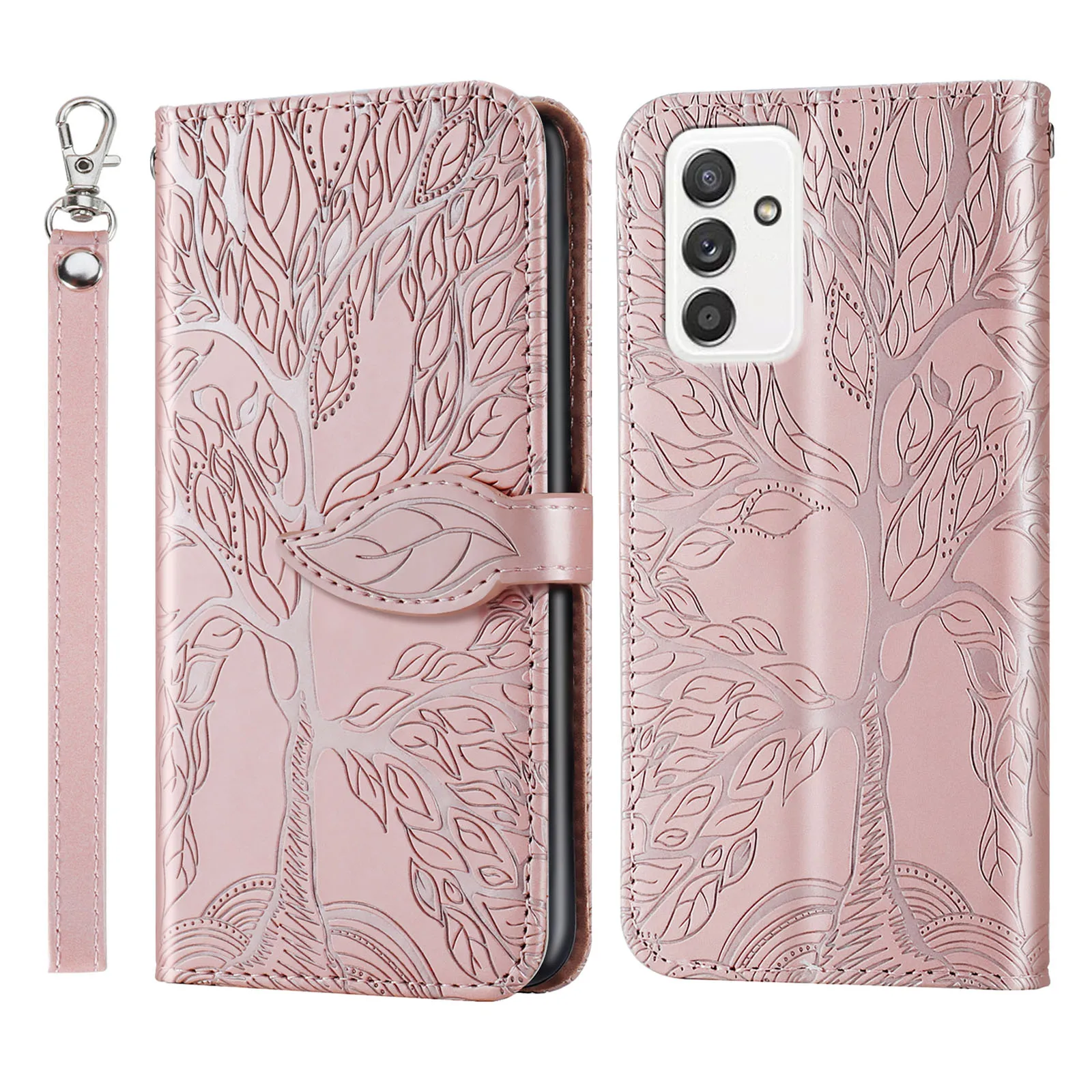 

For Samsung Galaxy A82 case, Tree of Life leather case with card slot, clamshell leather case