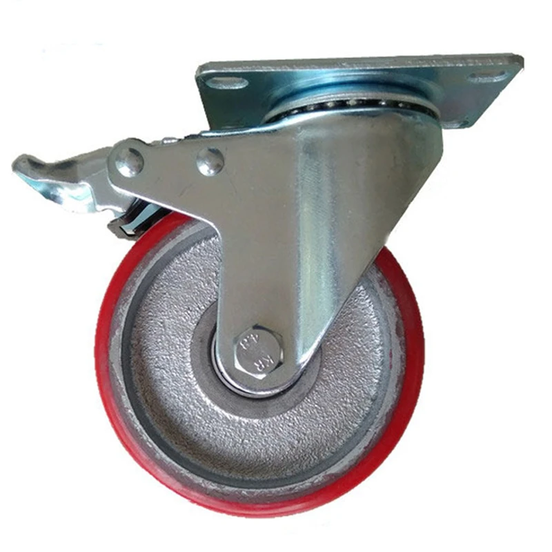 

1 Pc 4-inch Caster Iron Core Polyurethane Medium-sized Flat Pu Wheel High-strength Wit Manufacturer's Direct Selling