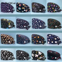 Black Style Printing Skeleton Skull Scrub Caps For Nurse Adjustable Surgical Hats Medical Cap Women Men Scrub Hat Nursing Caps